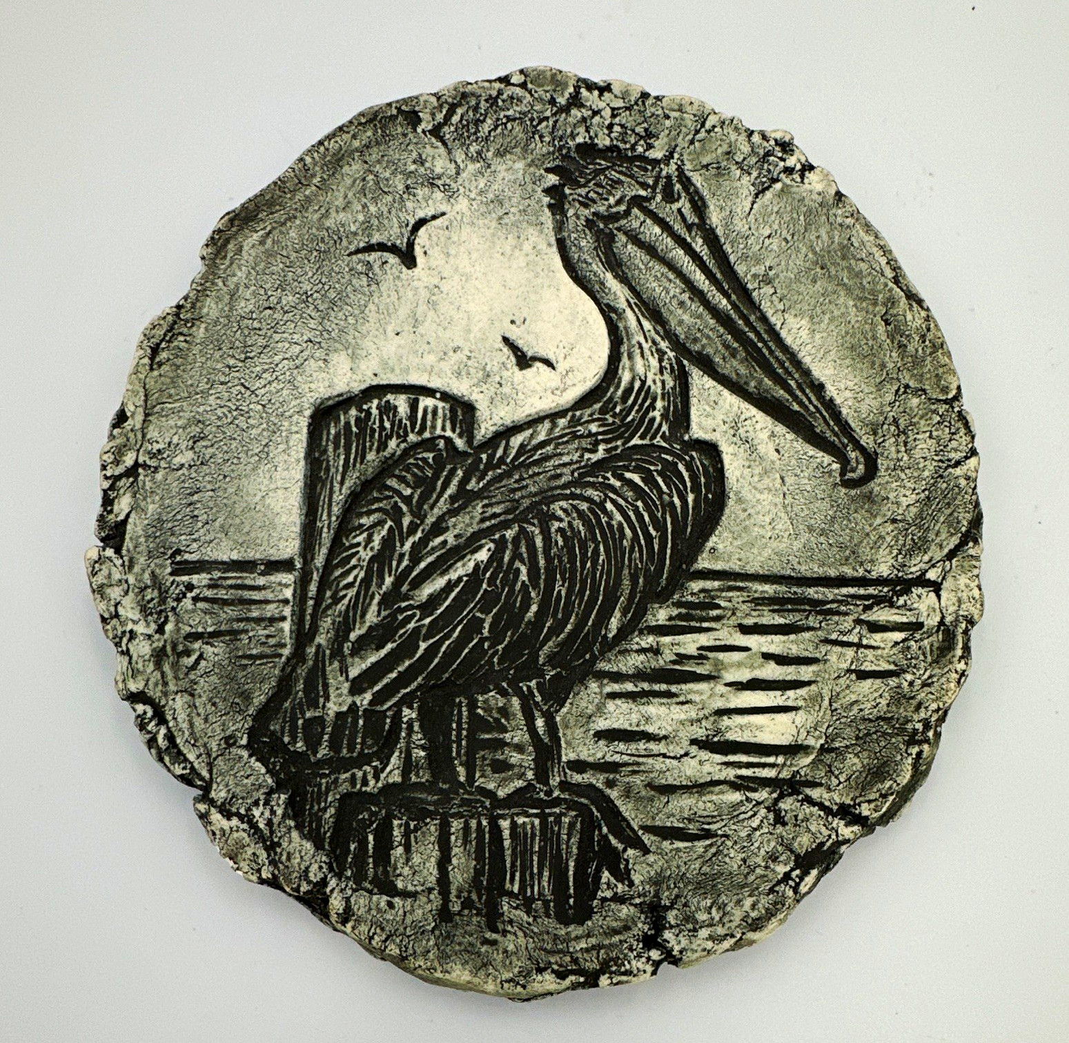 Vintage Shapes of Clay Pelican Plaque Mount St Helens Ash Stan Langtwait 7.5in Vintage Shapes of Clay Pelican Plaque Mount St Helens Ash Stan Langtwait 7.5in