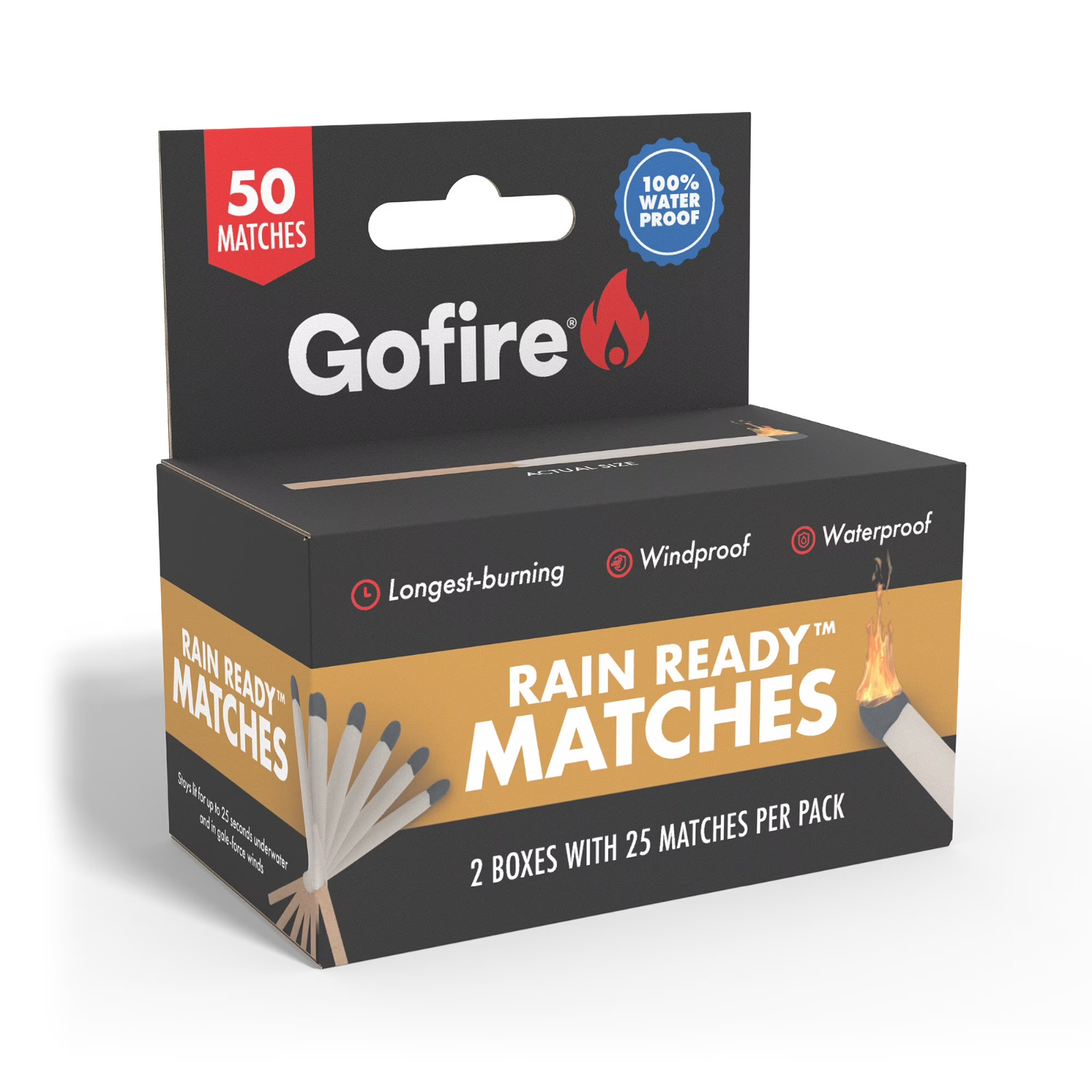 Gofire Windproof Waterproof Survival Matches Emergency Camping Stormproof 50PCS Gofire Windproof Waterproof Survival Matches Emergency Camping Stormproof 50PCS
