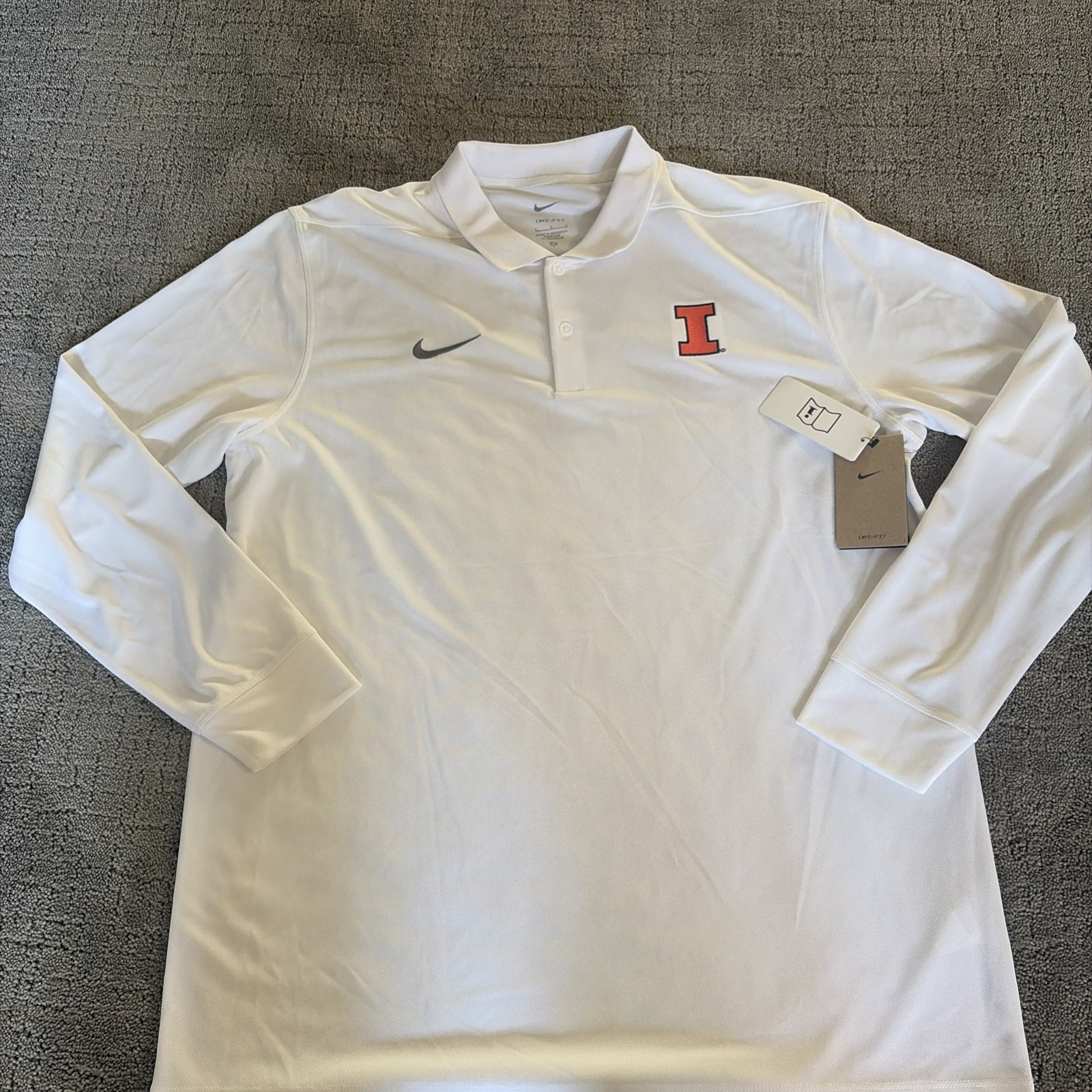NWT Nike  Nike Dri- Fit Longsleeve polo- Illinois fighting Illini- Large