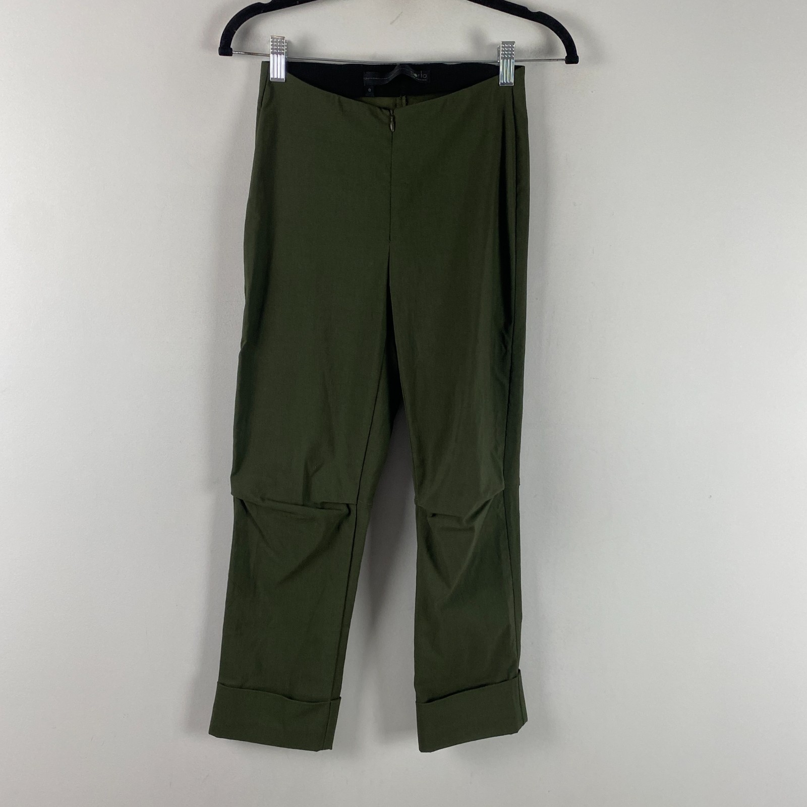 Porto San Francisco Pants Size 0 Green Cuffed Front Zip Cropped Office