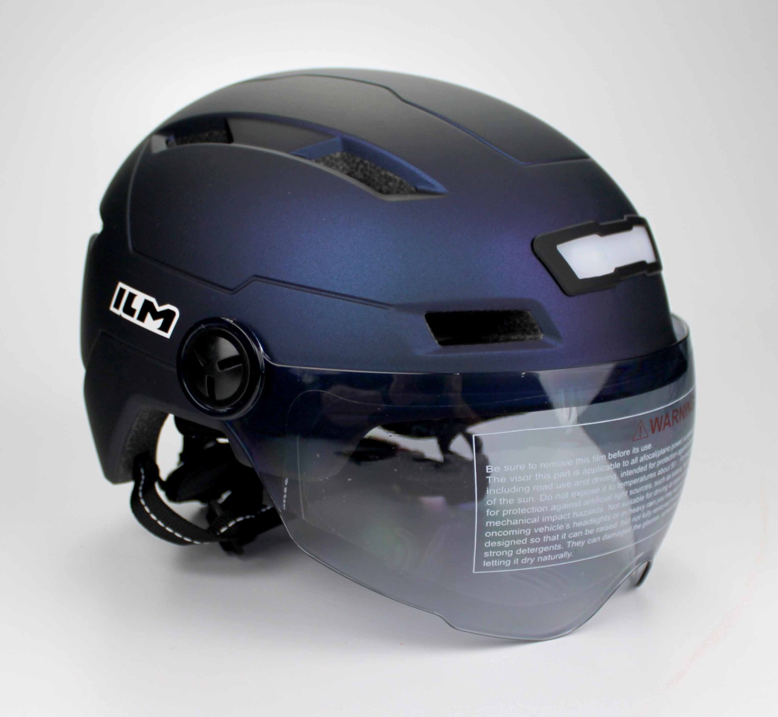 ILM Bike Helmet with USB Rechargeable LED Lights - Navy Blue ILM Bike Helmet with USB Rechargeable LED Lights - Navy Blue