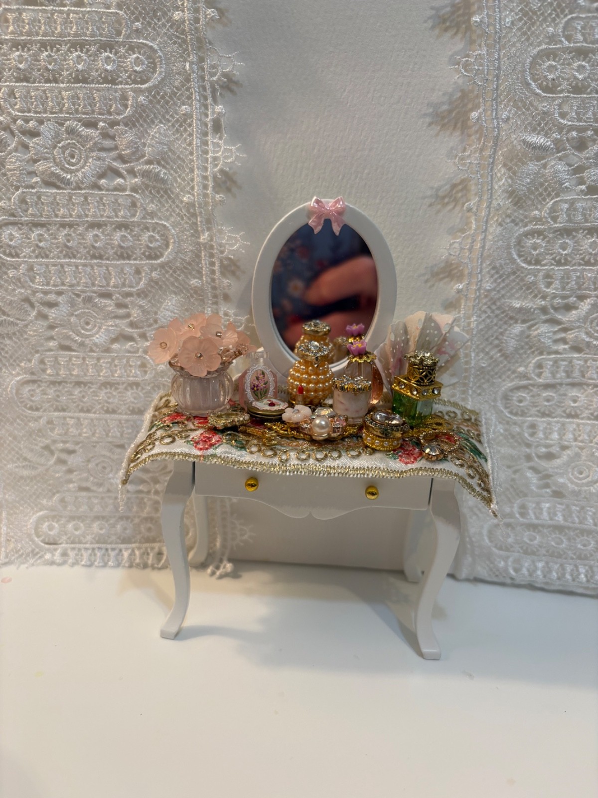 OOAK Artist Made Dollhouse Miniature Lady's Dresser  with Accessories  1:12