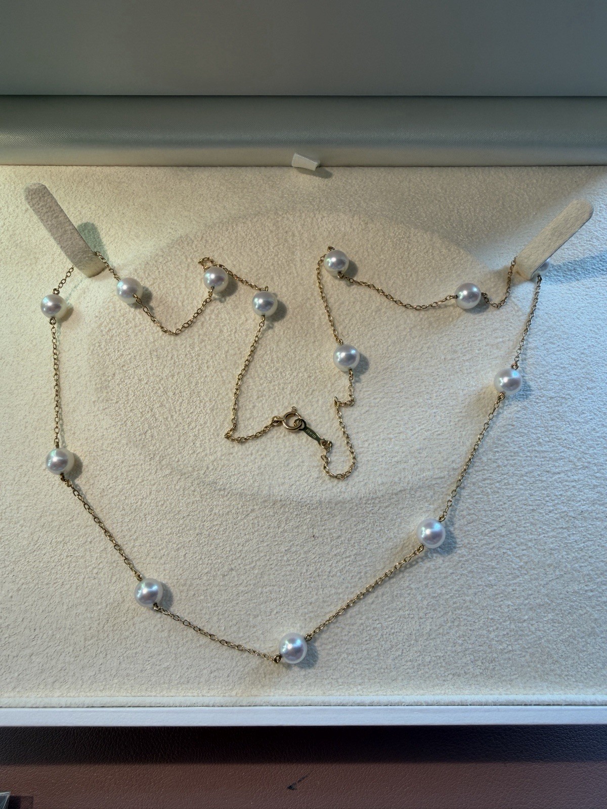 MIKIMOTO ~ 18K Gold Akoya Pearl Station Necklace Reta MIKIMOTO ~ 18K Gold Akoya Pearl Station Necklace Reta