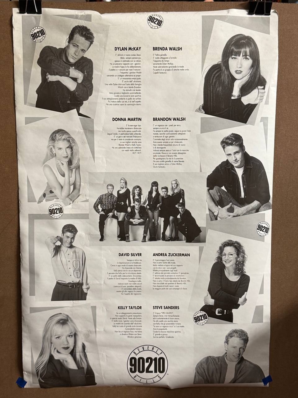 Beverly Hills 90210 Cast Poster Italian Collage Black White Movies Vintage 24x36