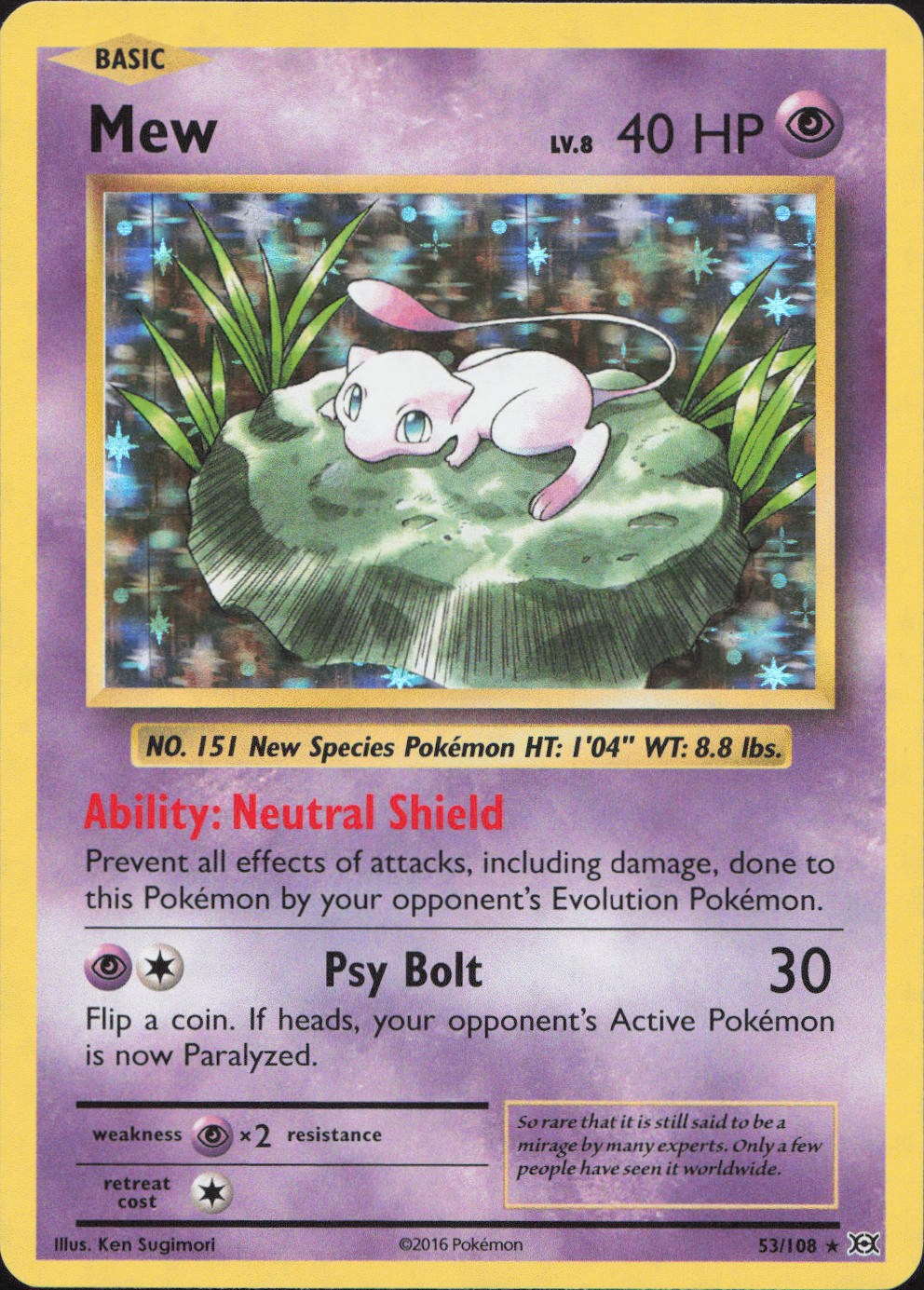Mew 53/108 Holo Rare Evolutions Pokemon Lightly Played Mew 53/108 Holo Rare Evolutions Pokemon Lightly Played