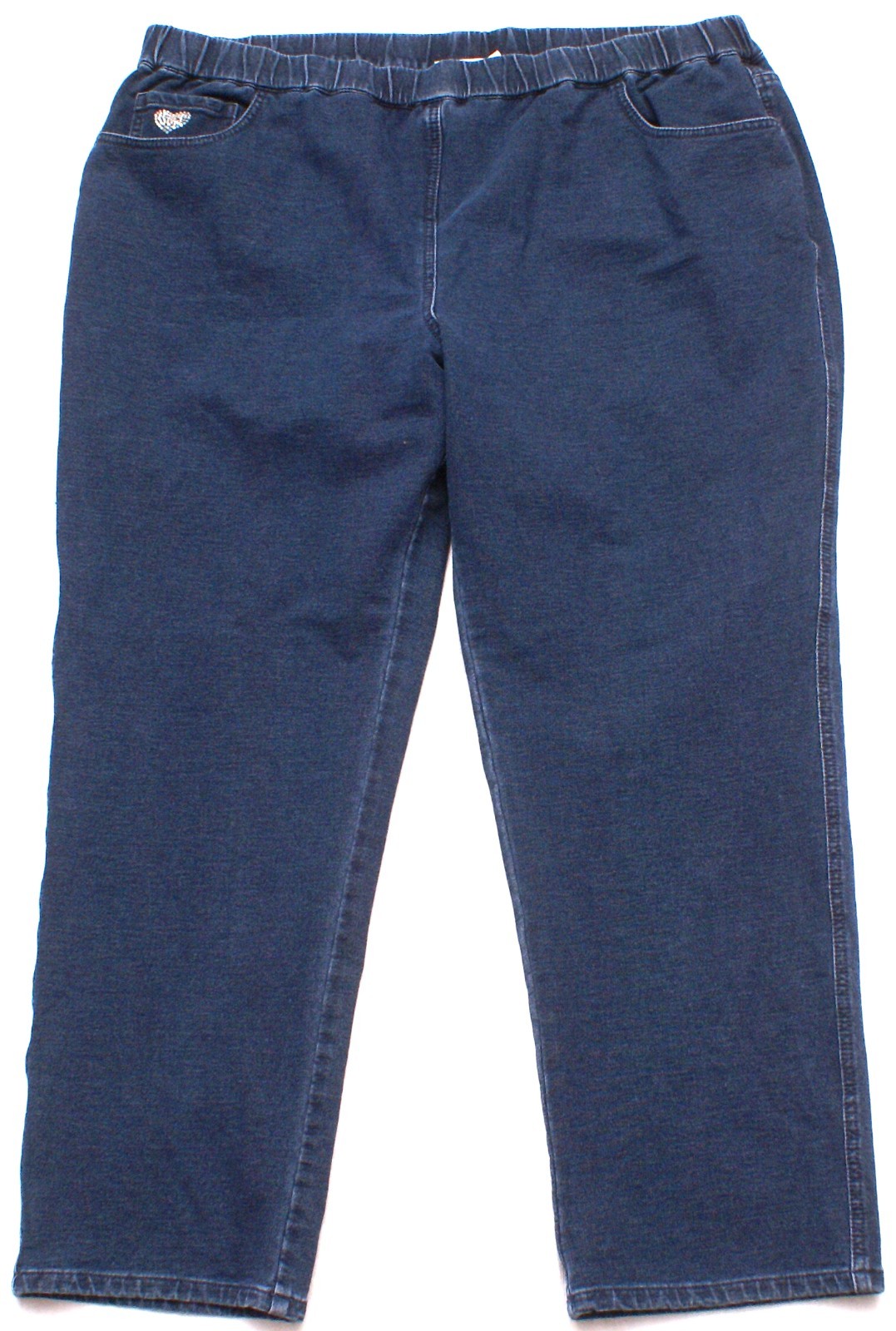 Quacker Factory Dream Jeannes womens 2X Pull On Knit Blue Jeans, Elastic Waist
