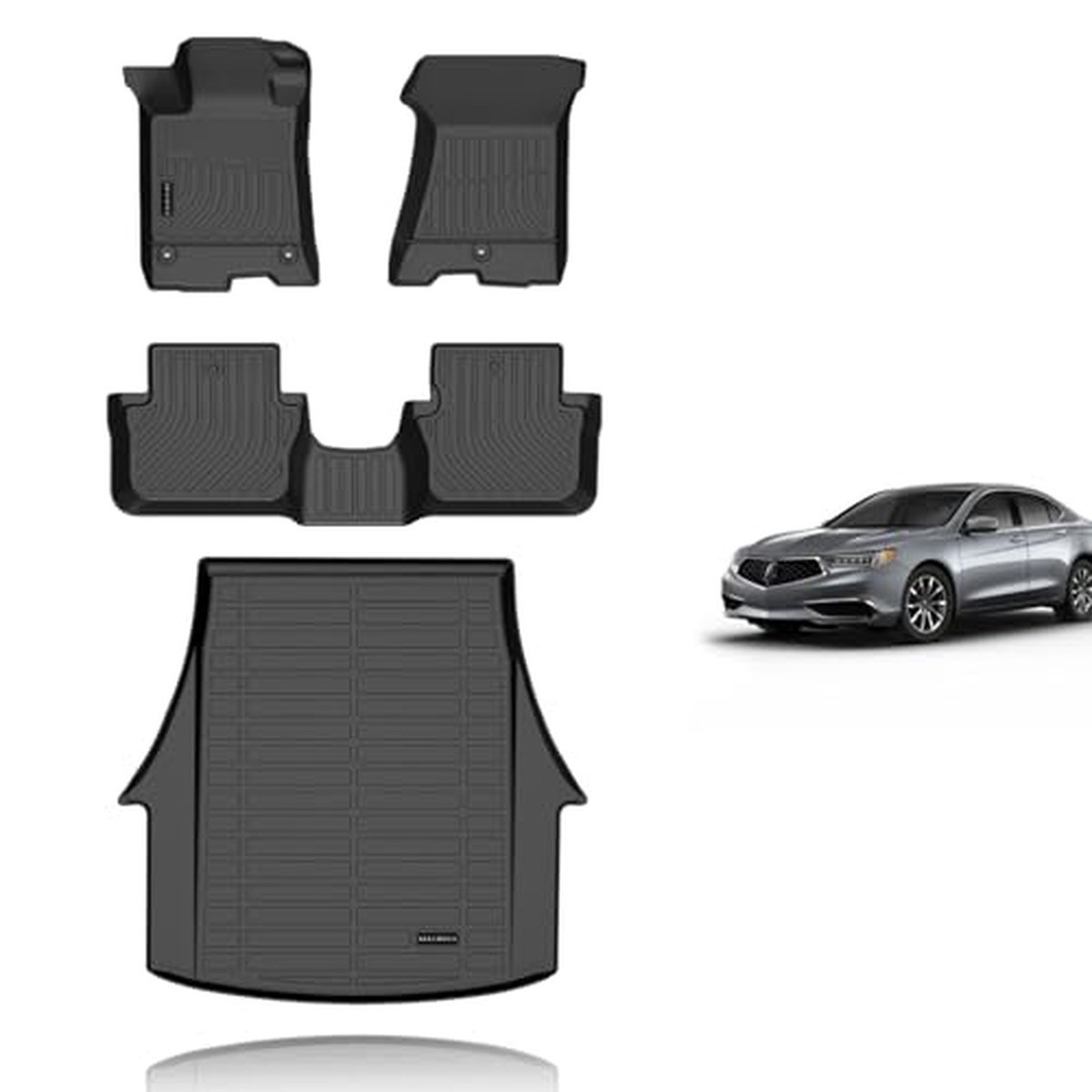 KELCSEECS 4pc Floor Mats Cargo Liner for 2015-2020 Acura TLX AWD All-Weather TPE