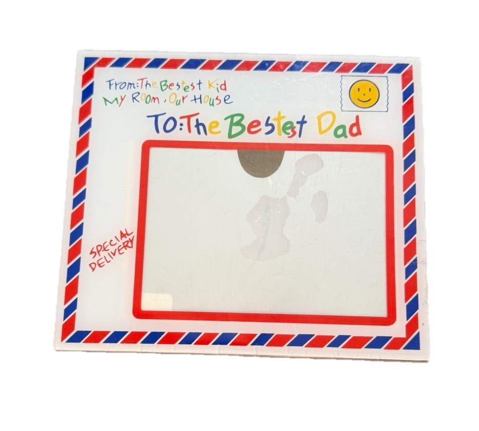 Vintage Bestest Dad Acrylic Photo Picture Frame Special Delivery Envelope Kid