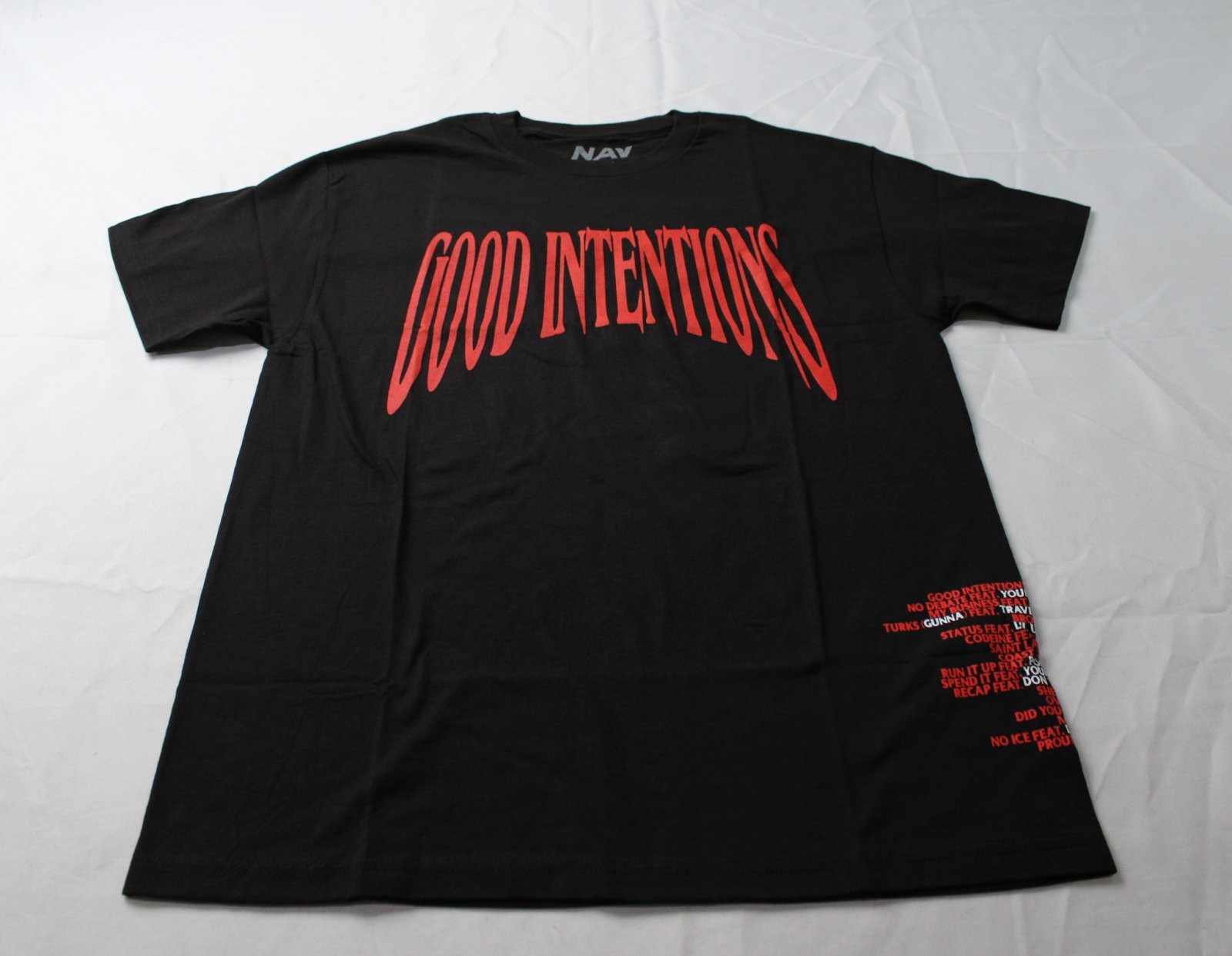 Nav X Vlone Unisex Adult\'s Good Intentions Album Shirt JL3 Black Large Nav X Vlone Unisex Adult\'s Good Intentions Album Shirt JL3 Black Large