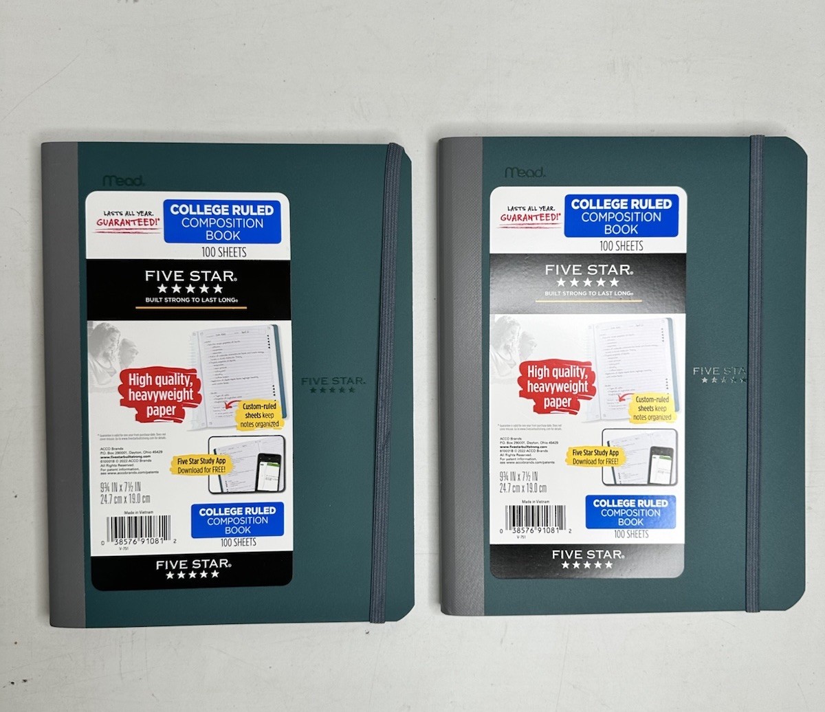 Mead Five Star Composition Notebook 100 Sheets College Teal 2 Notebooks Mead Five Star Composition Notebook 100 Sheets College Teal 2 Notebooks