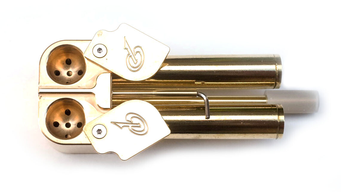 Double Barrel Shaka Brass Smoking Pipe Screenless Built-in Poker Proto Pipe 2.0