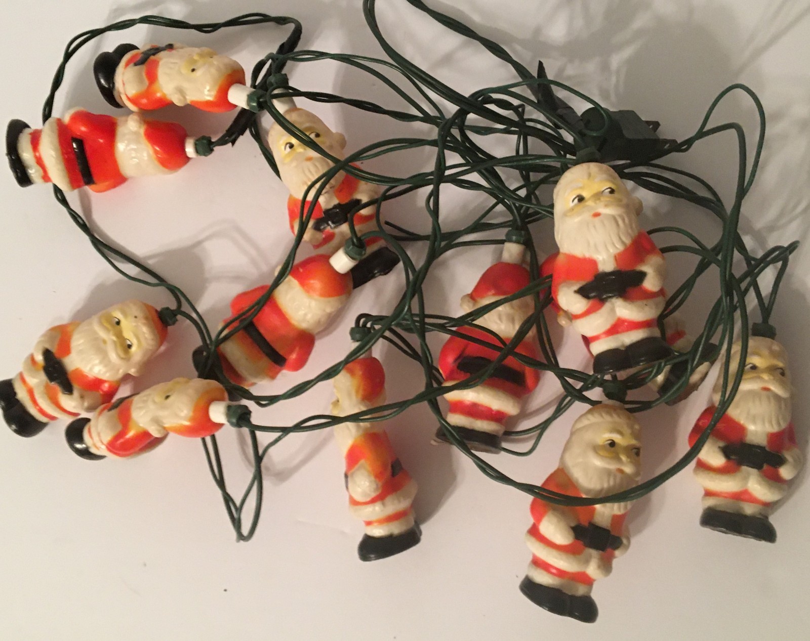 Vintage GE Christmas Merry Midget Set 12 Santa Blow Mold String Lights Works Vintage GE Christmas Merry Midget Set 12 Santa Blow Mold String Lights Works