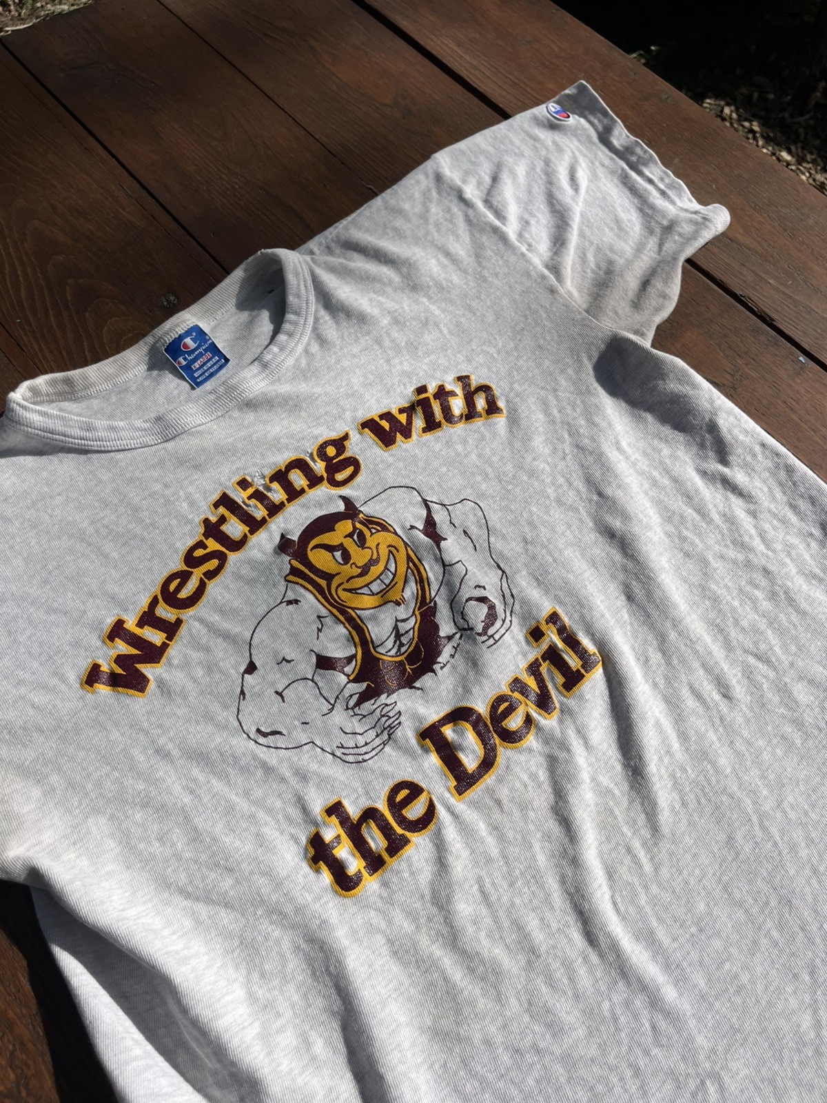Vintage Champion Wrestling with the Devil ASU Sun Devils T Shirt sz Large 