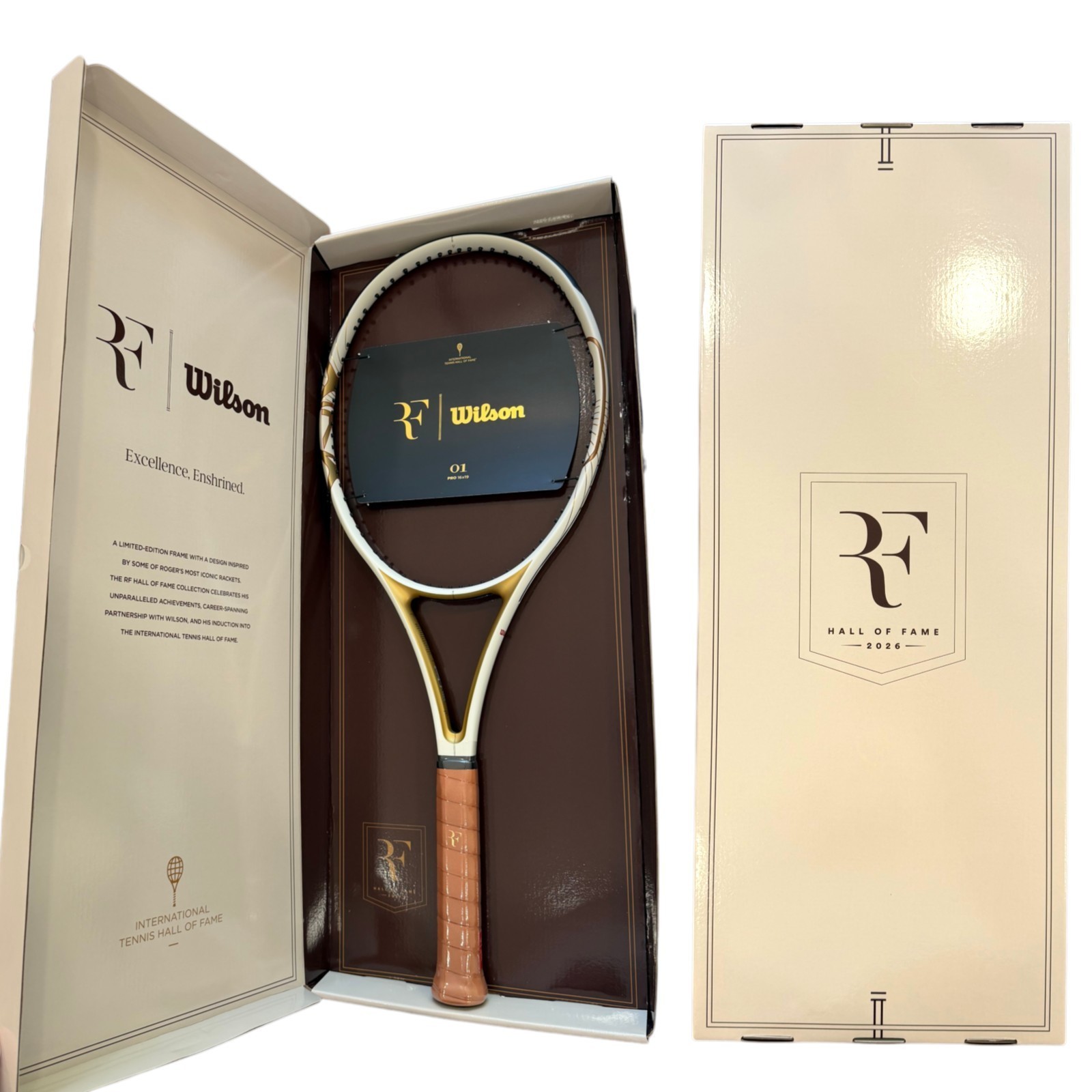 Roger Federer Wilson Hall of Fame RF 01 Pro Tennis Racquet HOF 2026 Limited Box Roger Federer Wilson Hall of Fame RF 01 Pro Tennis Racquet HOF 2026 Limited Box