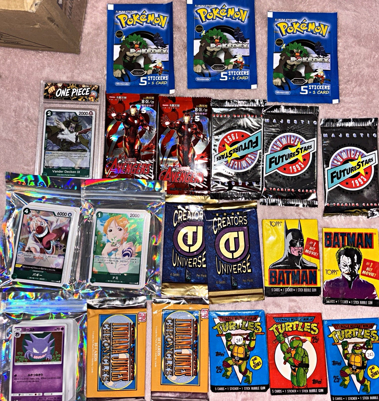 Pokemon TCG/One Piece/TMNT/Bat Man/Avengers and more/Mixed Sealed Packs lot