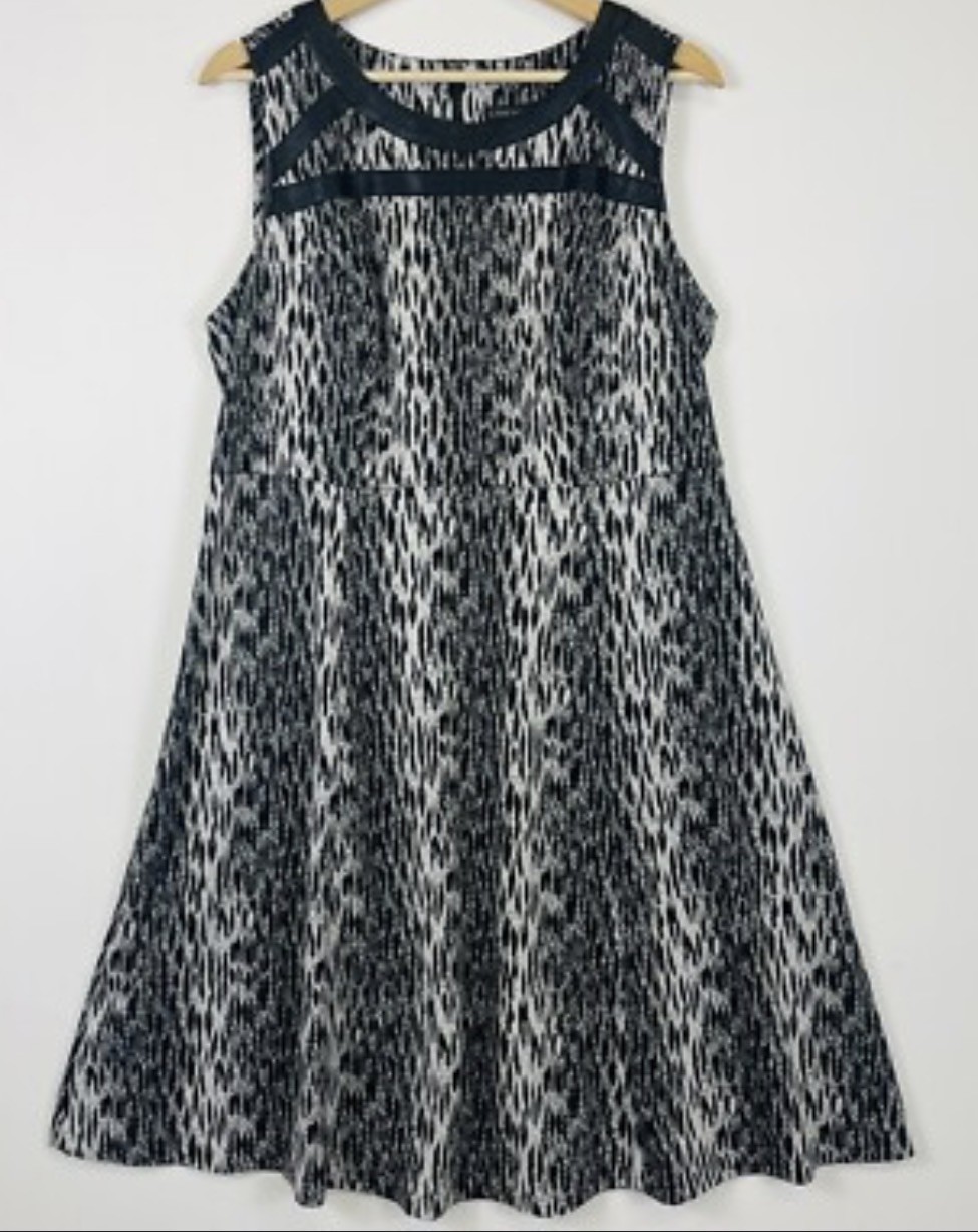 Lane Bryant Dress Animal leopard Print Leather Black Sleeveless midi plus 18 XXL
