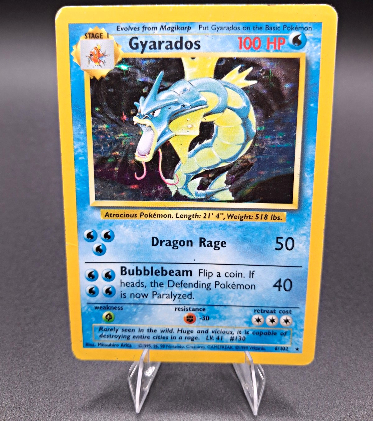 Wizards of the Coast Gyarados 6/102 Holo Rare Base Set 1999 English Wizards of the Coast Gyarados 6/102 Holo Rare Base Set 1999 English