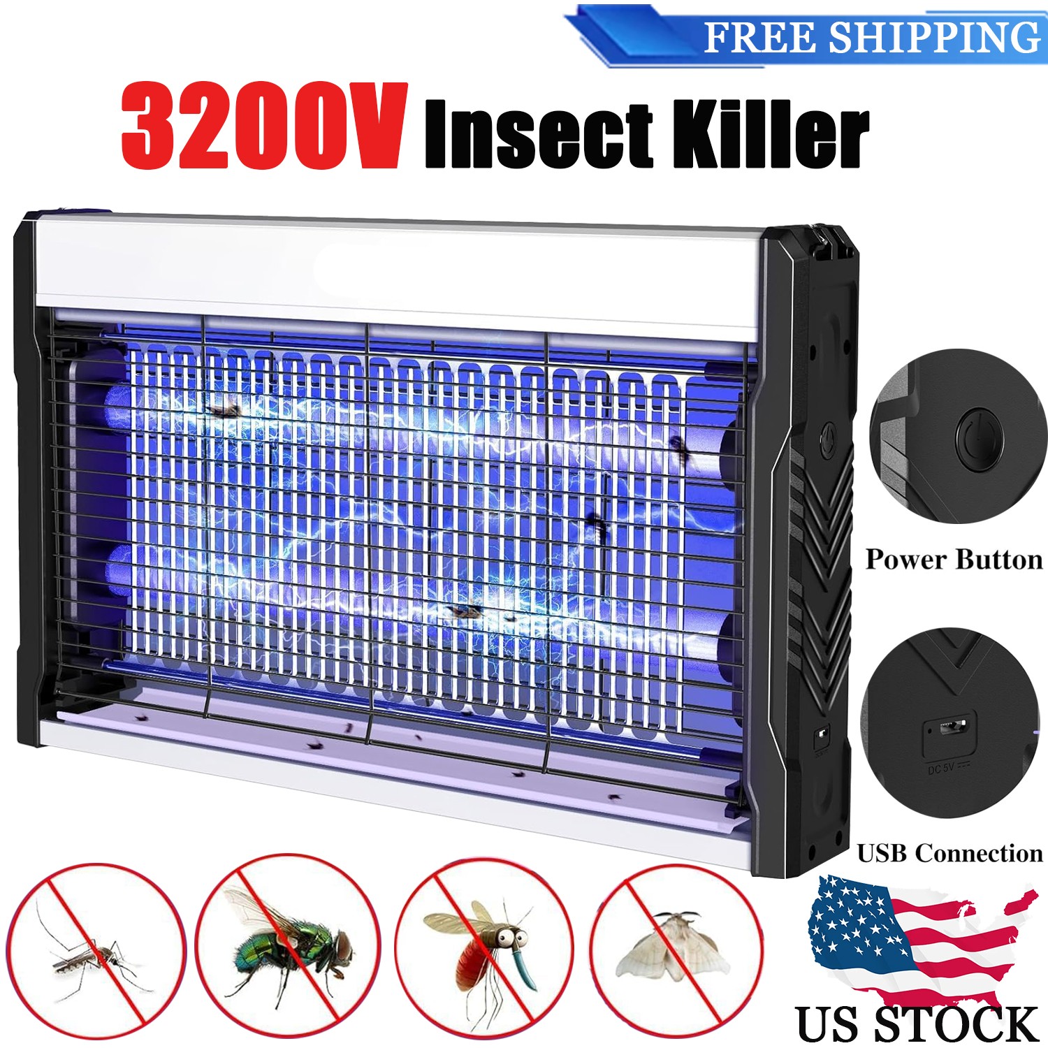 Fly Killer Electric Fly Zapper 3200V USB Port Powerful Mosquitoes Killer Lamp,d Fly Killer Electric Fly Zapper 3200V USB Port Powerful Mosquitoes Killer Lamp,d