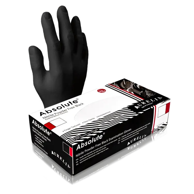 2000 (10 boxes) Nitrile Gloves Large Size Case of 3.2 Mil Aurelia Absolute Black 2000 (10 boxes) Nitrile Gloves Large Size Case of 3.2 Mil Aurelia Absolute Black