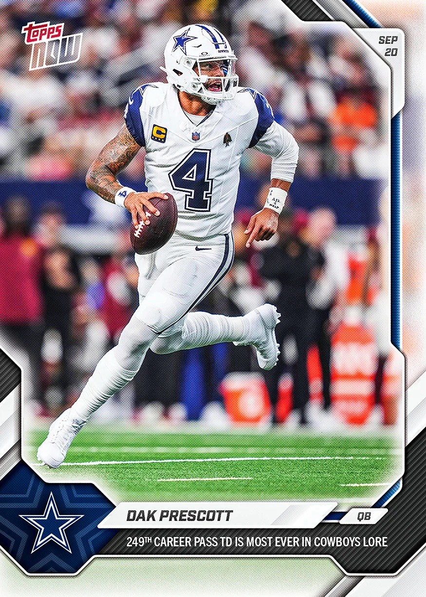 Dak Prescott Sets Cowboys TD Pass Record 2026 NFL Topps NOW #24 PRESALE