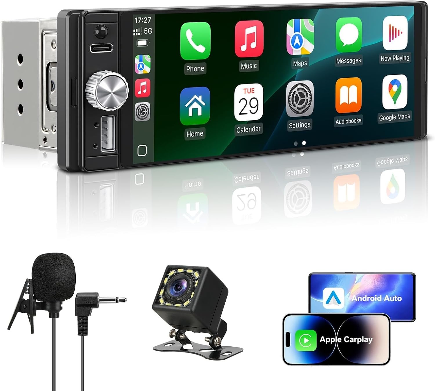 Single Din Radio Car Stereo with Apple CarPlay & Android Auto,6.28 Inch HD Touch Single Din Radio Car Stereo with Apple CarPlay & Android Auto,6.28 Inch HD Touch