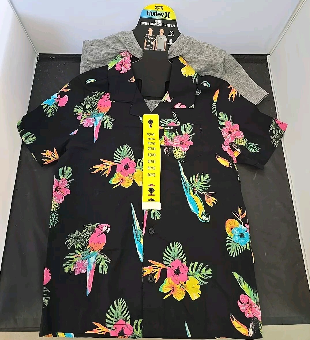 Hurley Boys Button Down Black Hawaiian Shirt And Tee Pick Size NEW Hurley Boys Button Down Black Hawaiian Shirt And Tee Pick Size NEW