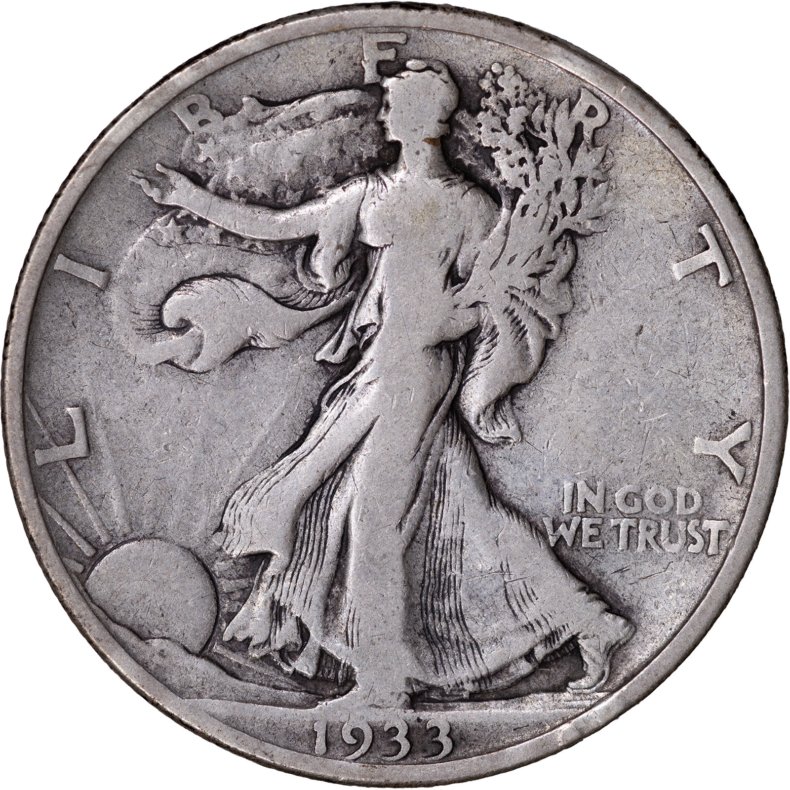 1933 S 50C Walking Liberty Half Dollar ~ VG 1933 S 50C Walking Liberty Half Dollar ~ VG