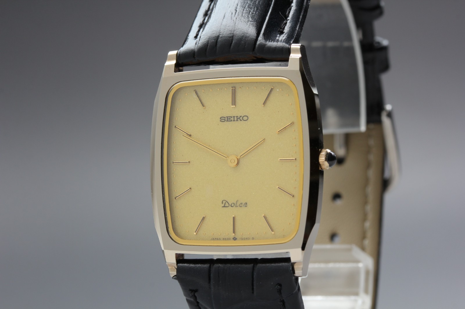 [Exc+5]  SEIKO DOLCE 9530-5030 Tungsten Gold Dial Quartz Men's Watch Rectangle