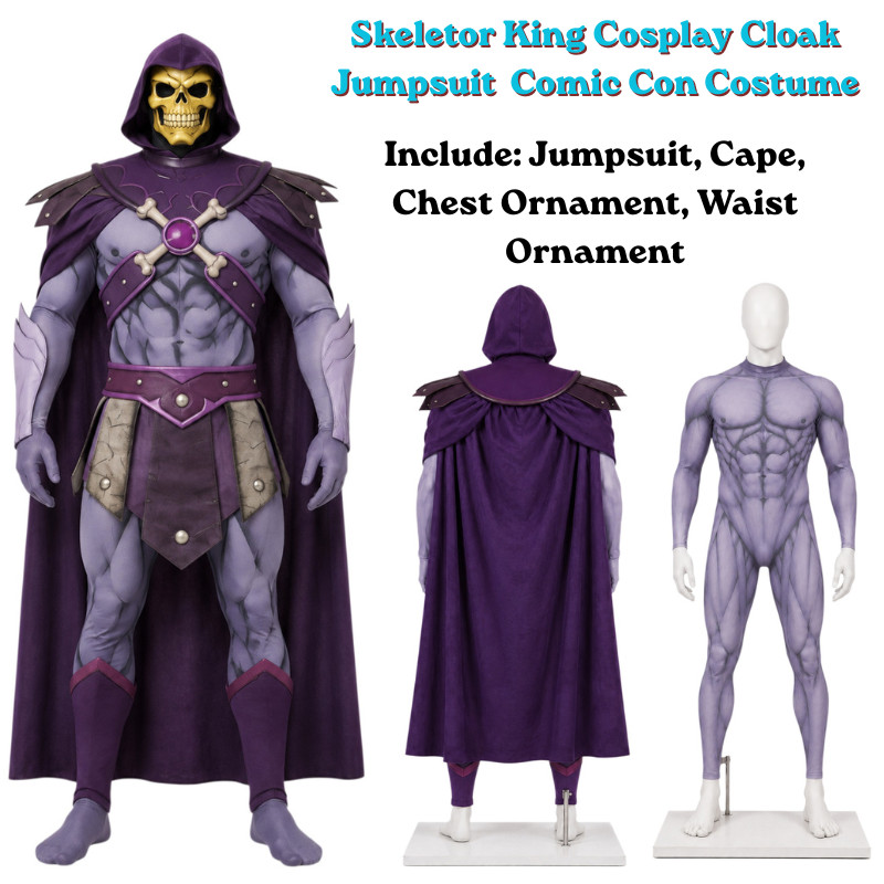 Skeleton King Jumpsuit Cloak Cosplay Halloween Men's Comic Con Masters Costume Skeleton King Jumpsuit Cloak Cosplay Halloween Men's Comic Con Masters Costume