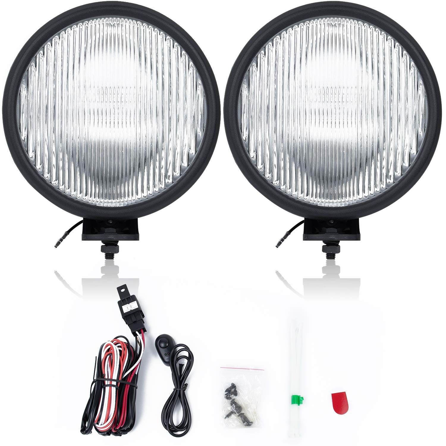FL7091 Fit for 1997-2006 Wrangler Tj Off-Road Pair Front Fog Lights Lens Bumpe
