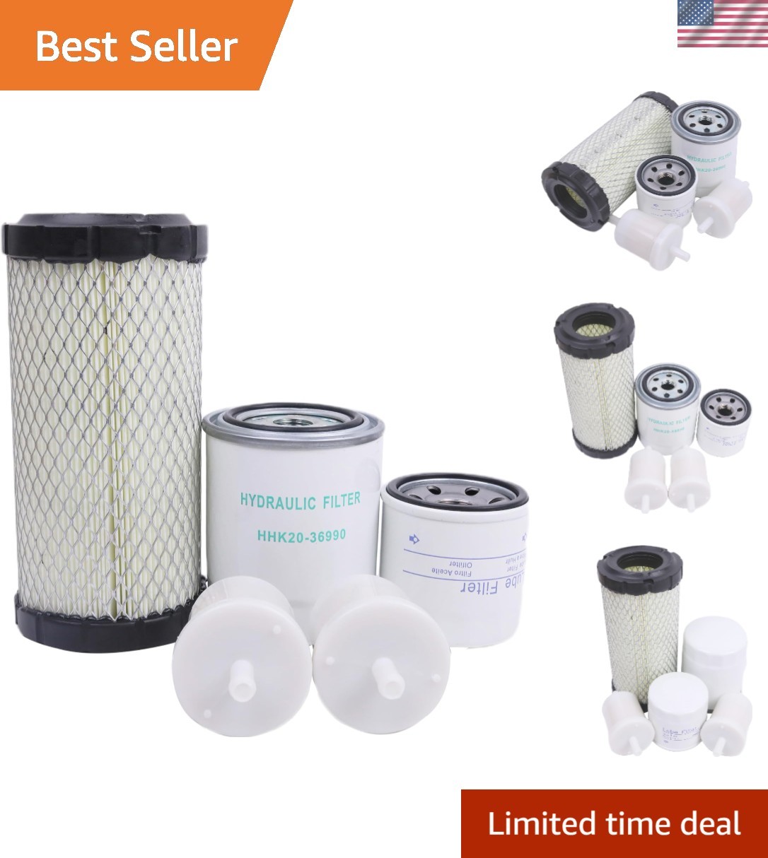 5-Piece Filter Kit for Kubota Equipment - Air, Oil, Fuel Filters 5-Piece Filter Kit for Kubota Equipment - Air, Oil, Fuel Filters
