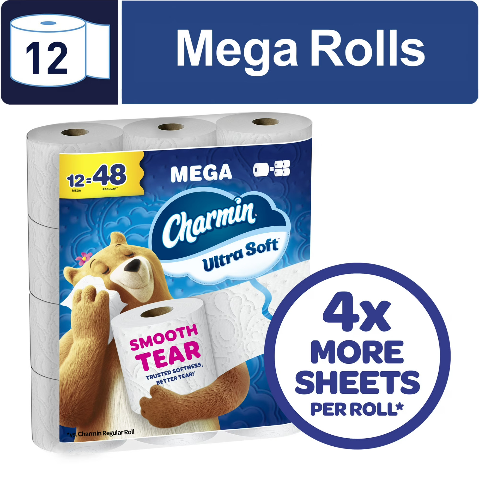 Charmin Ultra Soft Toilet Paper 12 Mega Rolls 2-Ply Bathroom Tissue Pack Charmin Ultra Soft Toilet Paper 12 Mega Rolls 2-Ply Bathroom Tissue Pack