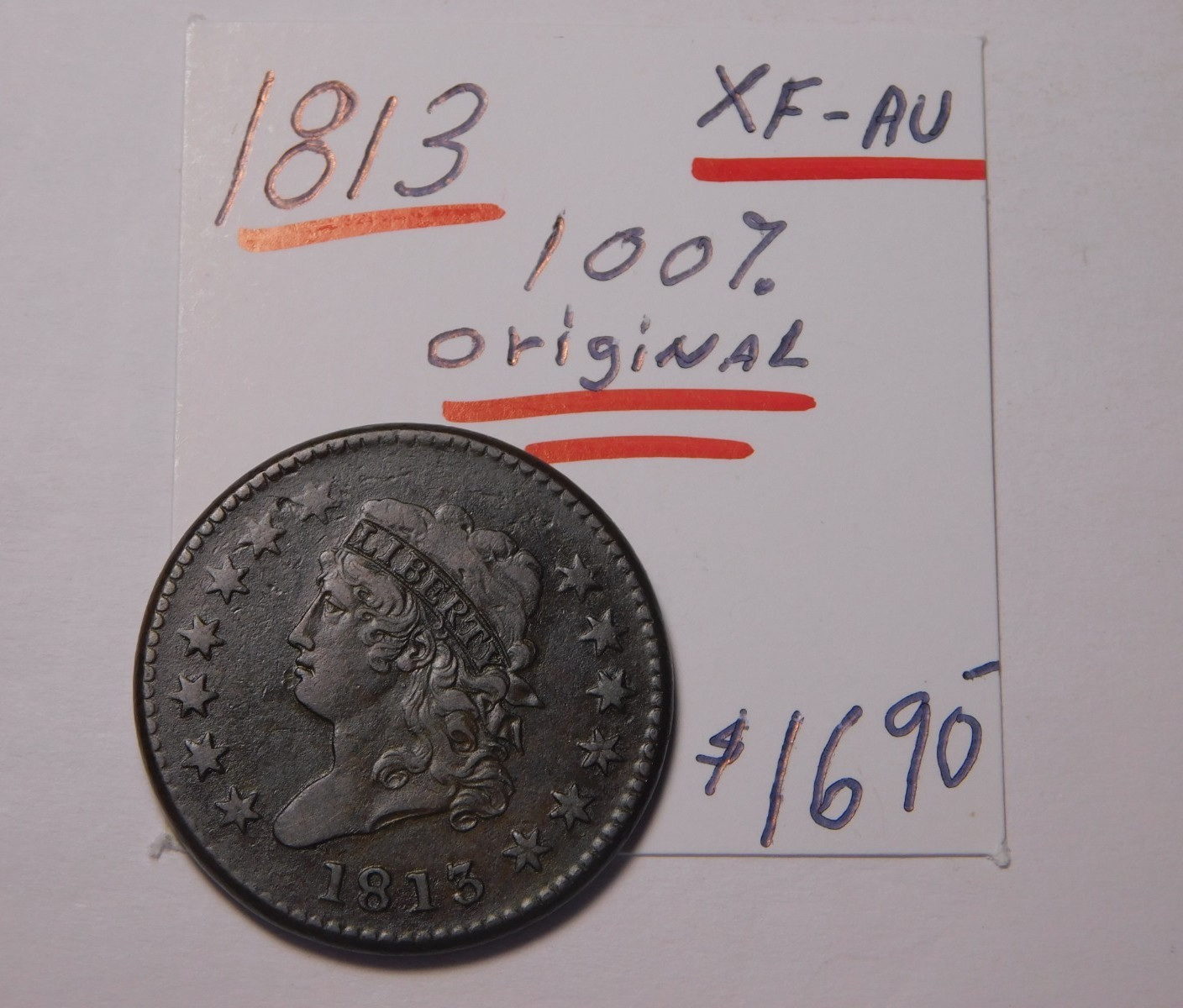 SHOCKING 1813 CLASSIC HEAD LARGE CENT XF - AU VERY RARE IN THIS GRADE ✨ SHOCKING 1813 CLASSIC HEAD LARGE CENT XF - AU VERY RARE IN THIS GRADE ✨