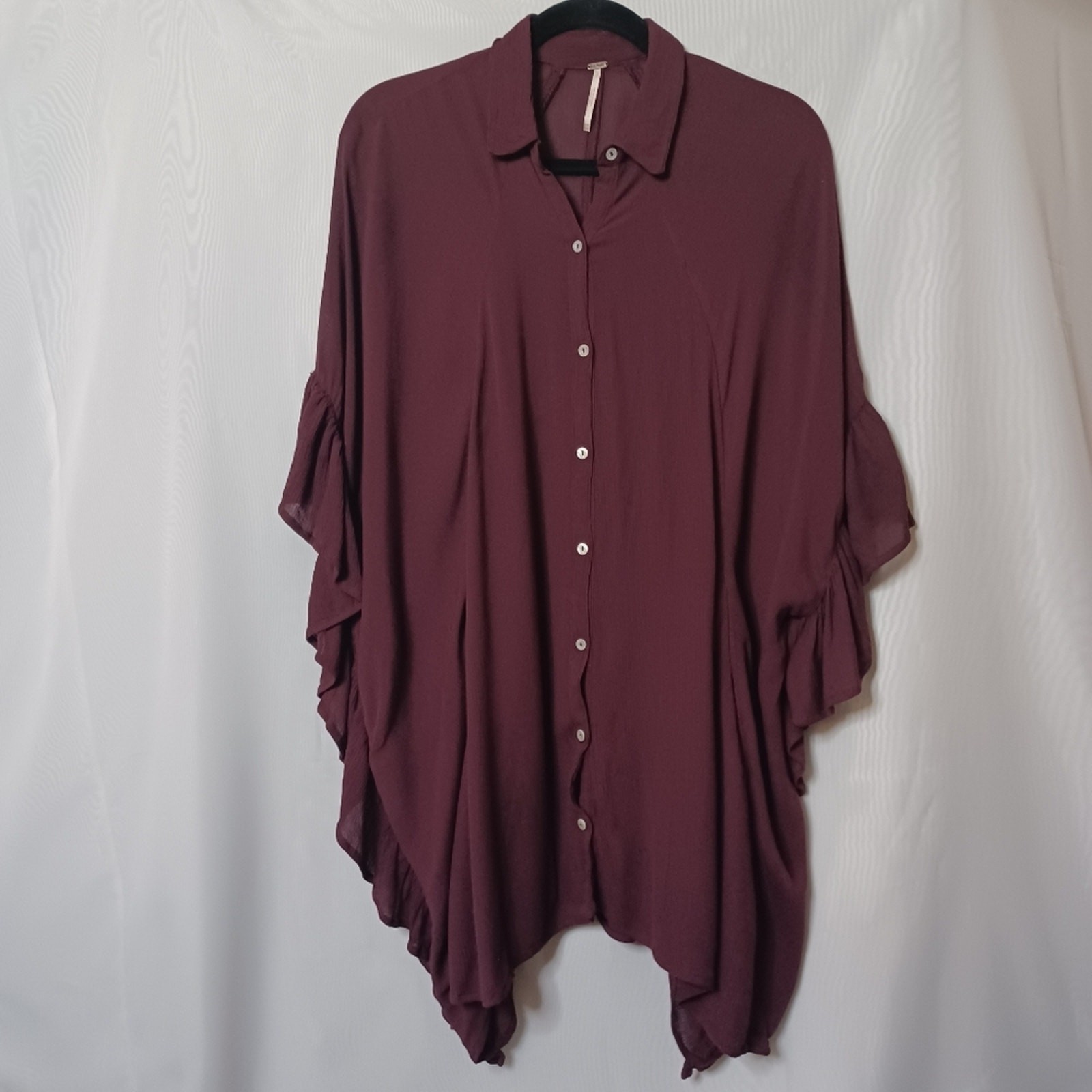 Free PeopleFree People Burgundy Endless Summer Love Tunic Button Front Top. XS Free PeopleFree People Burgundy Endless Summer Love Tunic Button Front Top. XS