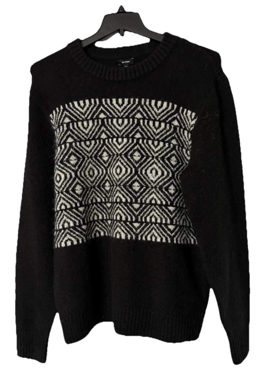 NWT Express Mens Long Sleeve Pullover Heavy Black Stretch Sweater Size Medium NWT Express Mens Long Sleeve Pullover Heavy Black Stretch Sweater Size Medium