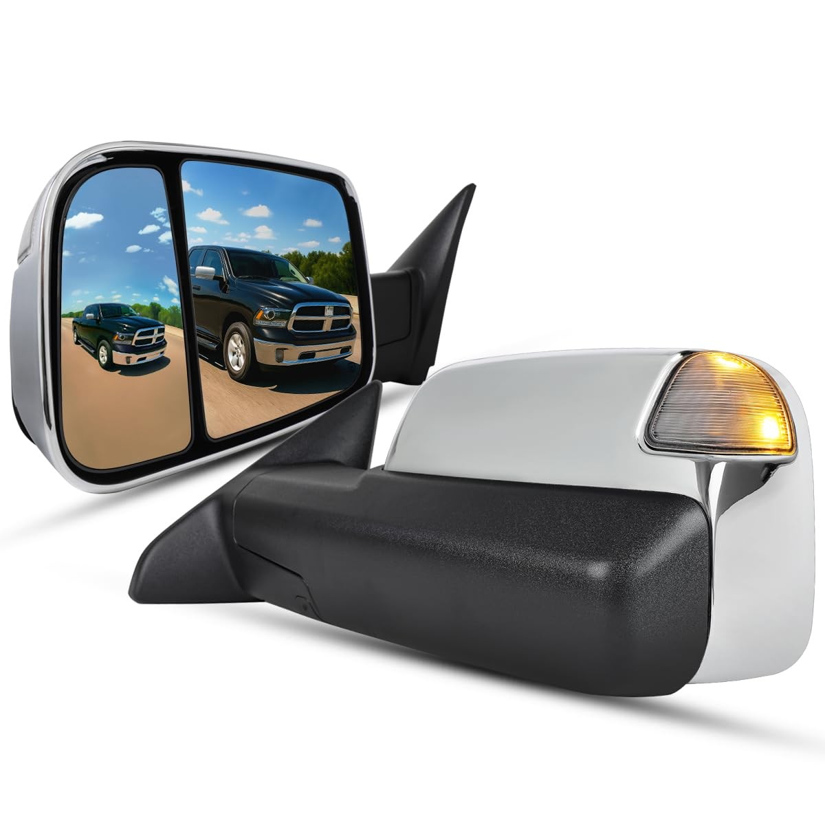 Chrome Power Folding Heated Towing Side Mirrors