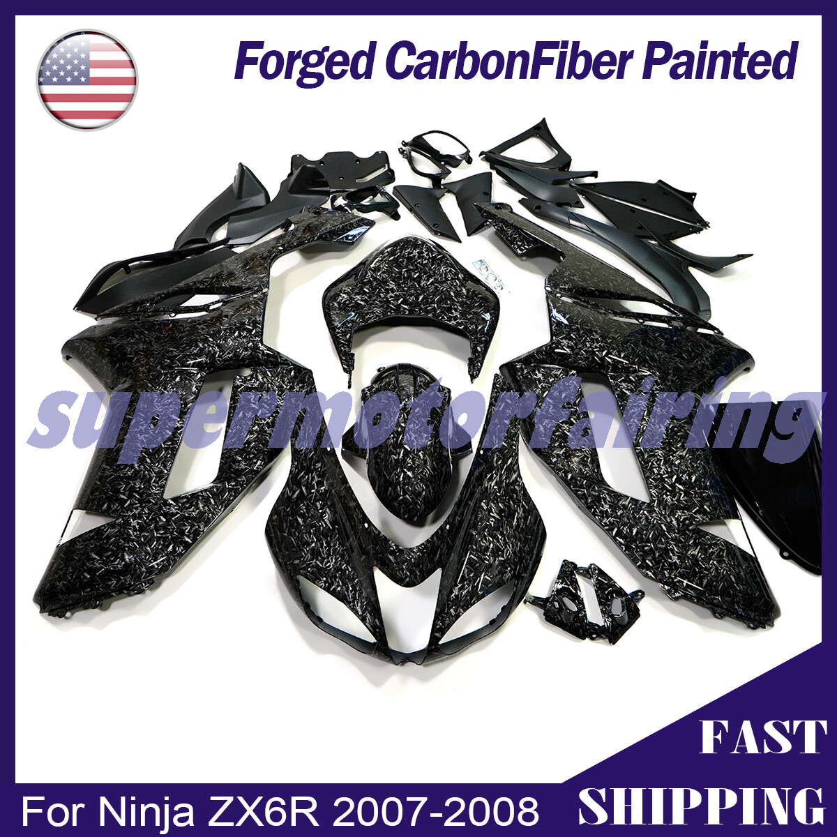 Forged Carbon Fiber Fairing Kit for Kawasaki Ninja ZX6R 2007-2008 ZX636 ZX600P Forged Carbon Fiber Fairing Kit for Kawasaki Ninja ZX6R 2007-2008 ZX636 ZX600P