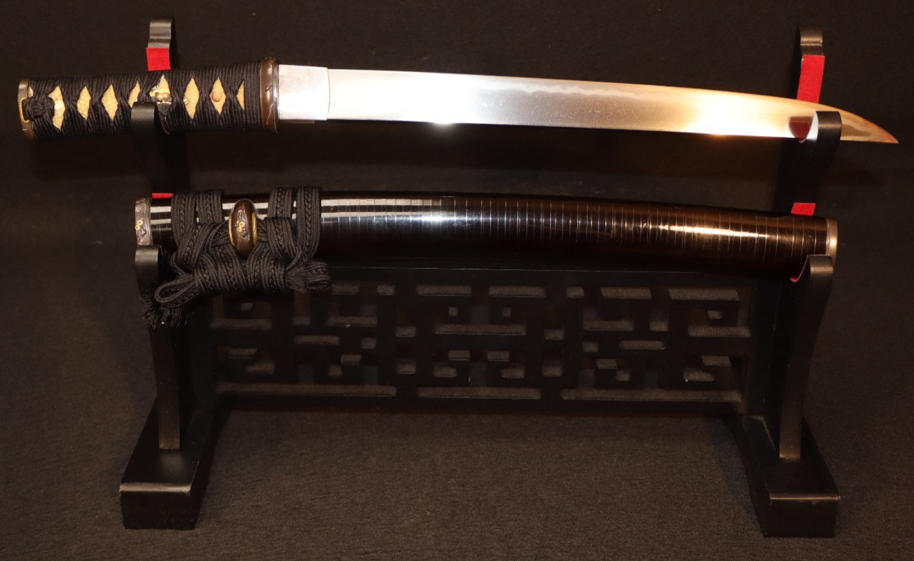 Sunnobi Tanto Aikuchi Koshirae Copper Kozuka Sendankizami Saya 千段刻鞘, Thick Blade