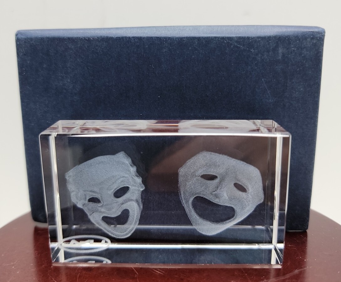 My3DCrystal - Laser Etched Rectangular Crystal - Comedy And Tragedy. My3DCrystal - Laser Etched Rectangular Crystal - Comedy And Tragedy.
