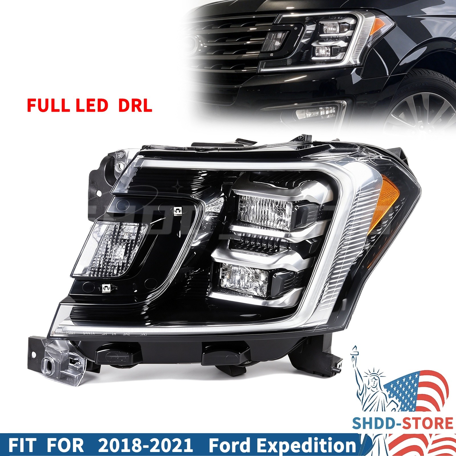 For 2018-21 Ford Expedition Headlight Front Driving Lamp Full LED Assembly Left