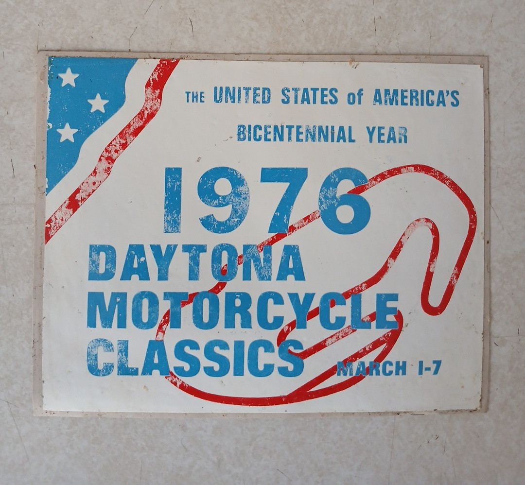 Rare Original Vintage 1976 Daytona Motorcycle Road Racing Sticker Race Decal 5x4 Rare Original Vintage 1976 Daytona Motorcycle Road Racing Sticker Race Decal 5x4