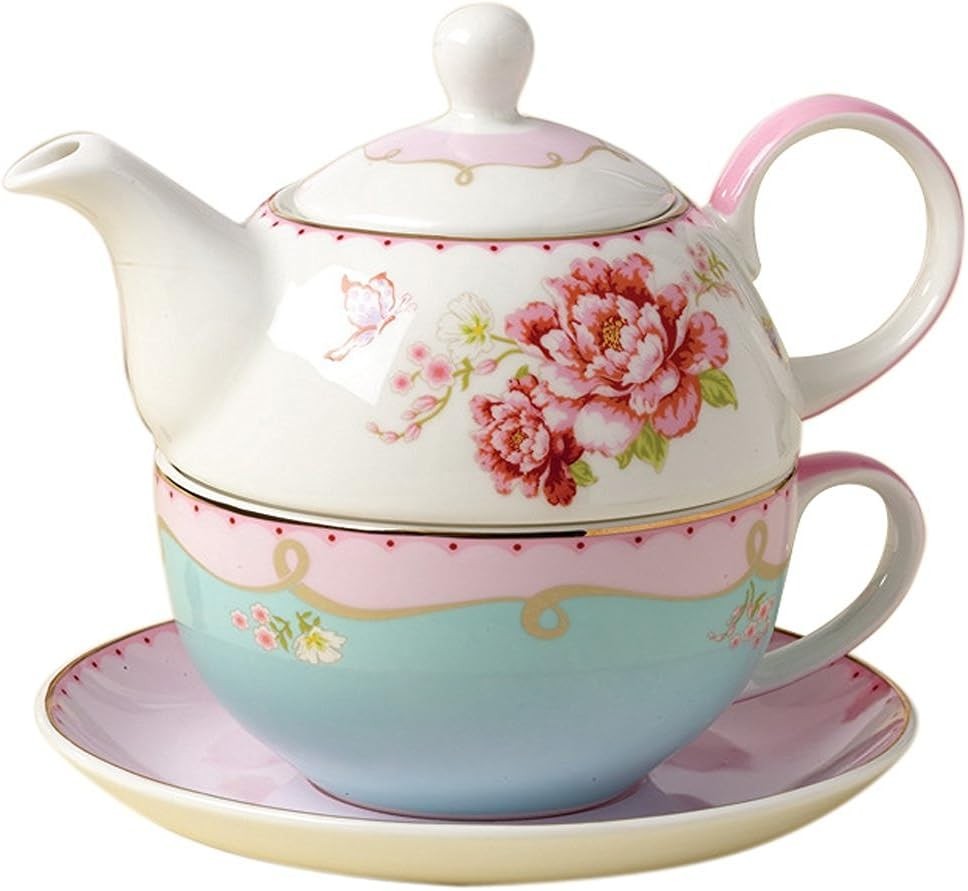 Porcelain Teapot for One, Rose