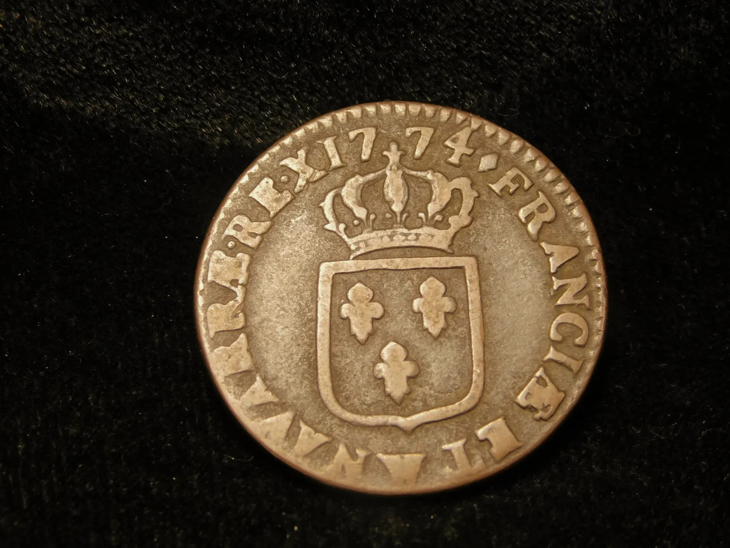 1774 France Louis XV 1 Sol Copper Coin 1774 France Louis XV 1 Sol Copper Coin