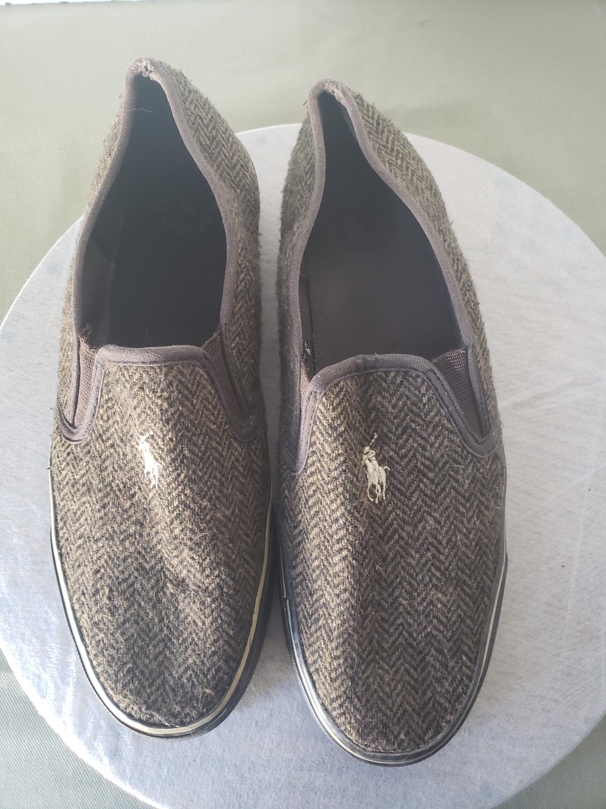 Vintage RALPH LAUREN POLO Mansheim Slip On Shoes Mens 10D Herringbone 