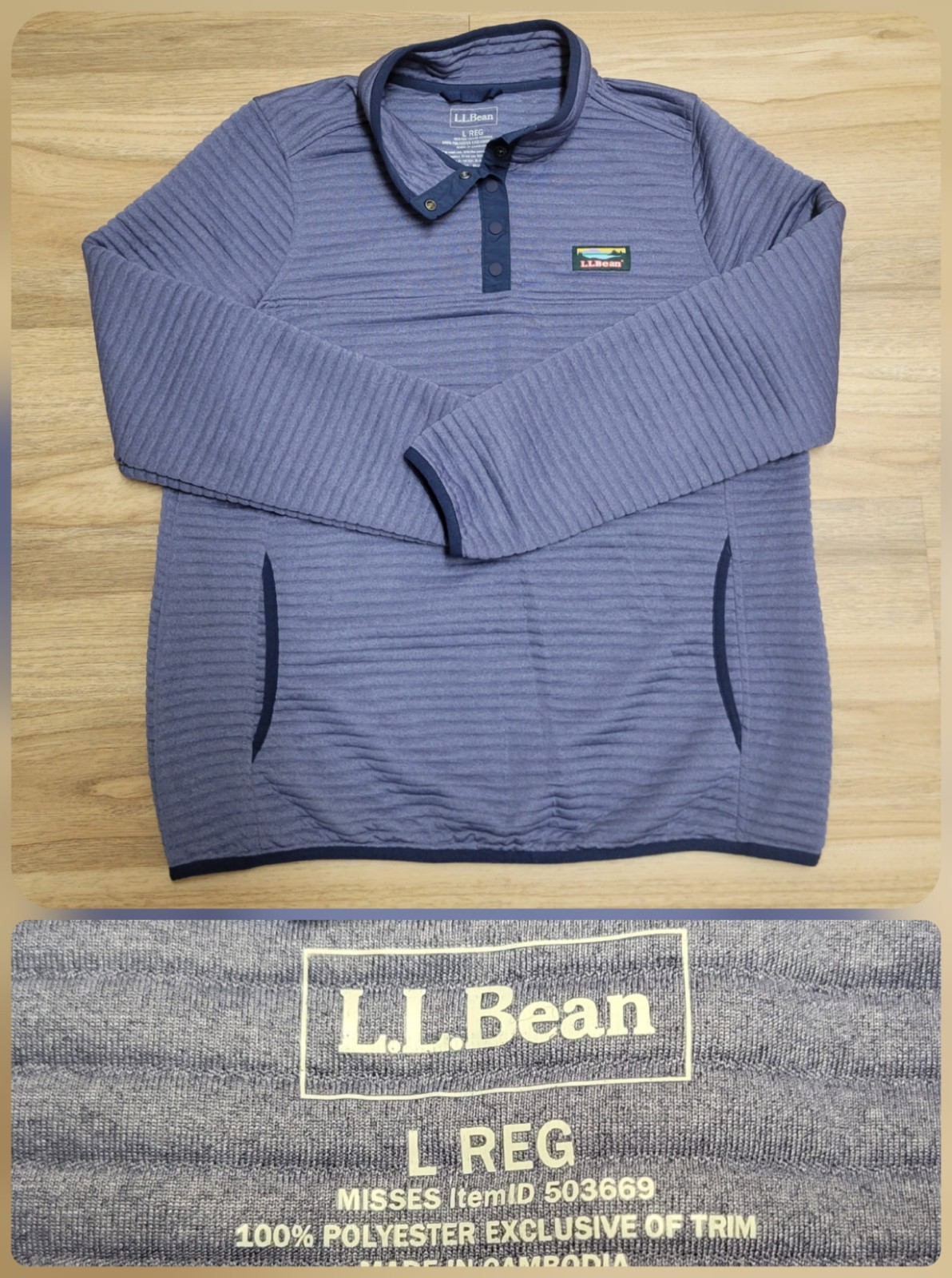 L.L.Bean Women\'s Airlight Knit Pullover Sweater Jacket Size Large Purple 503669