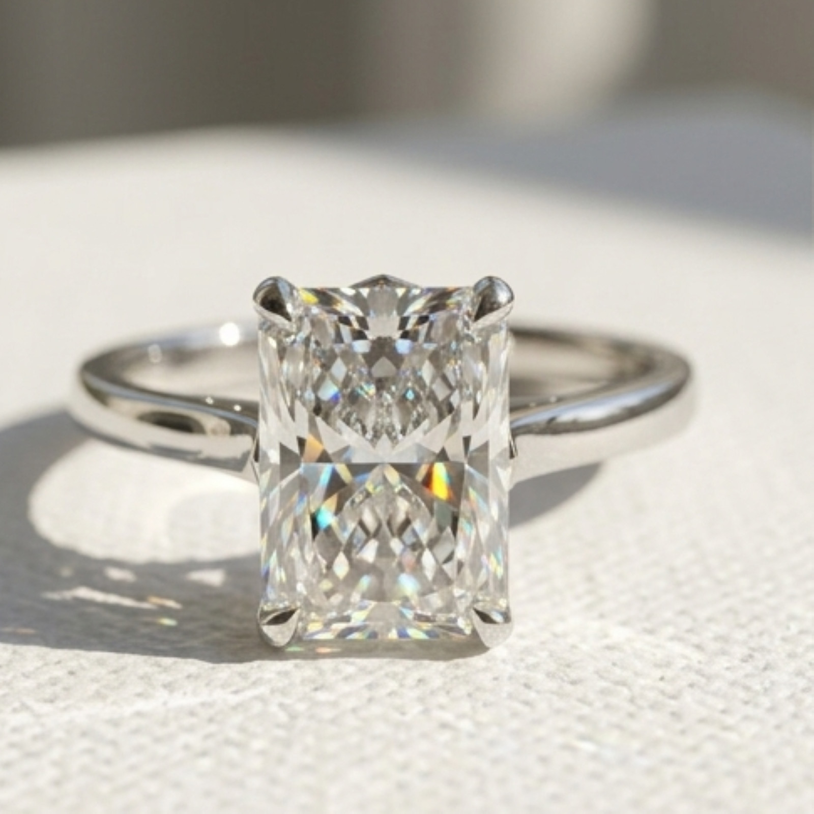 IGI Lab Grown Diamond Engagement Ring 2.50 Ct Radiant-Cut 14k White Gold