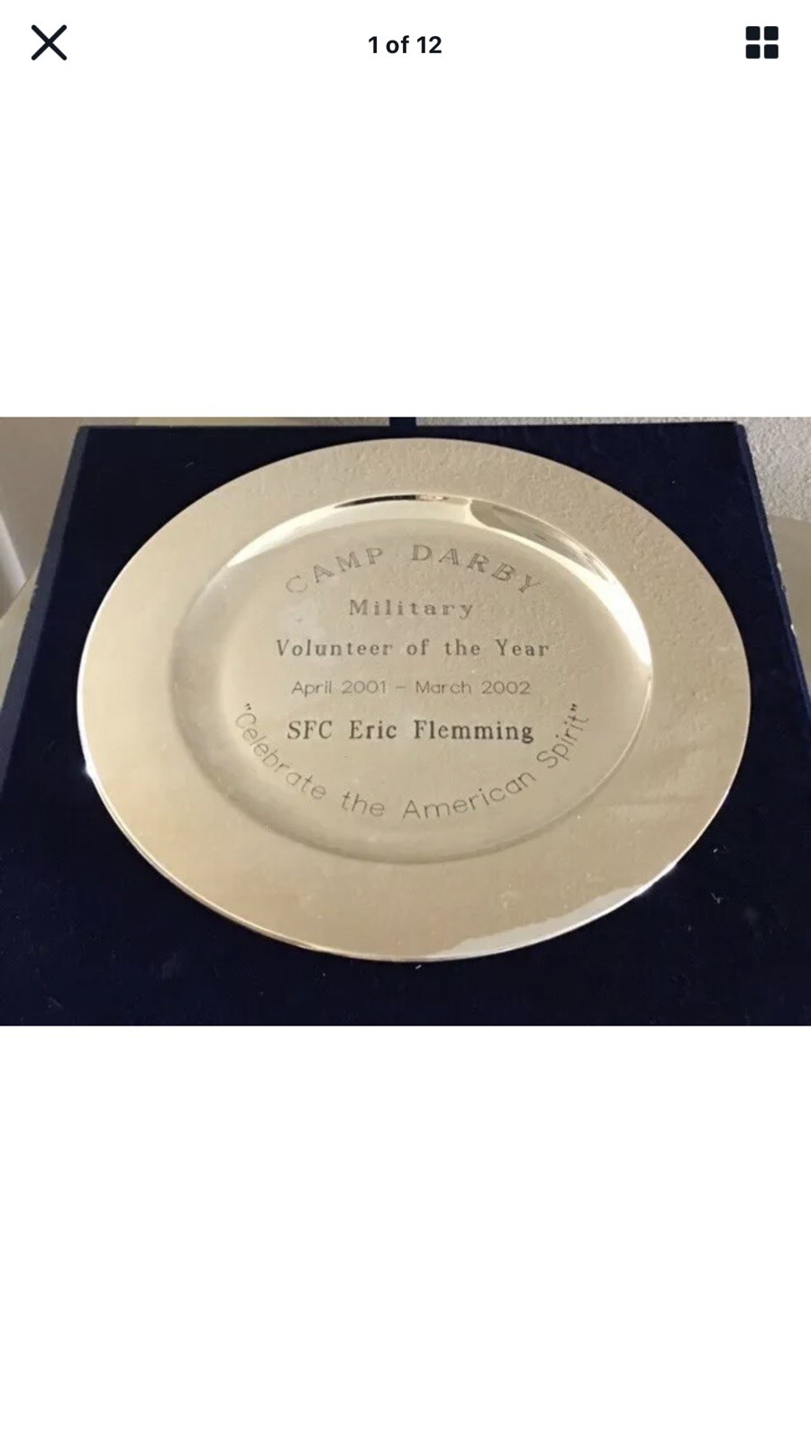 MILITARY AWARD - SILVER PLATED - AFGANISTAN ERA - CAMP DARBY - NAMED - RARE