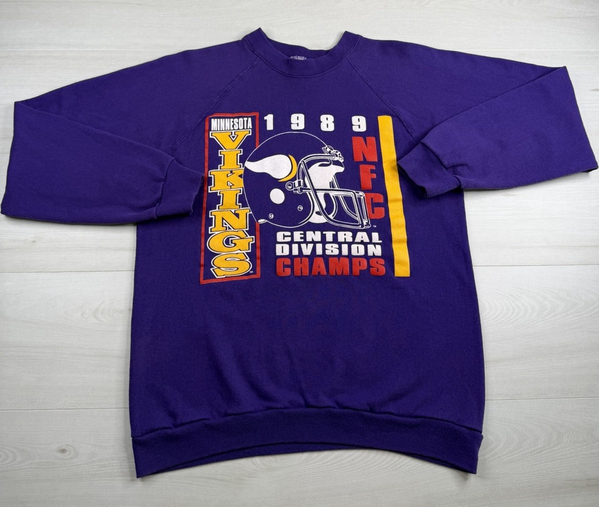 Vtg Trench Minnesota Vikings Crewneck Sweatshirt Division Champions 80s USA L Vtg Trench Minnesota Vikings Crewneck Sweatshirt Division Champions 80s USA L