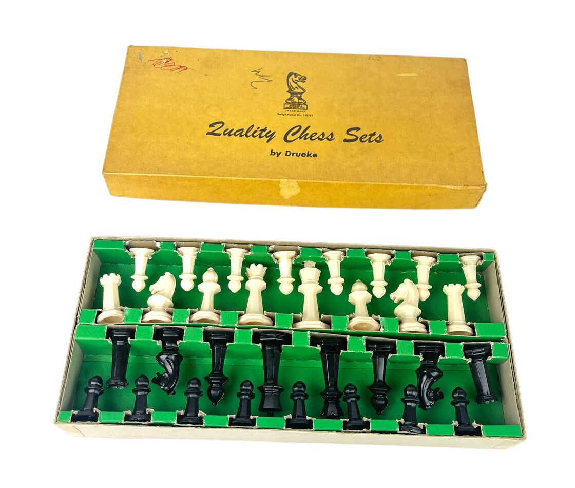 Vintage DRUEKE Quality Chess Sets by Drueke No. 20 Original Box COMPLETE Set USA