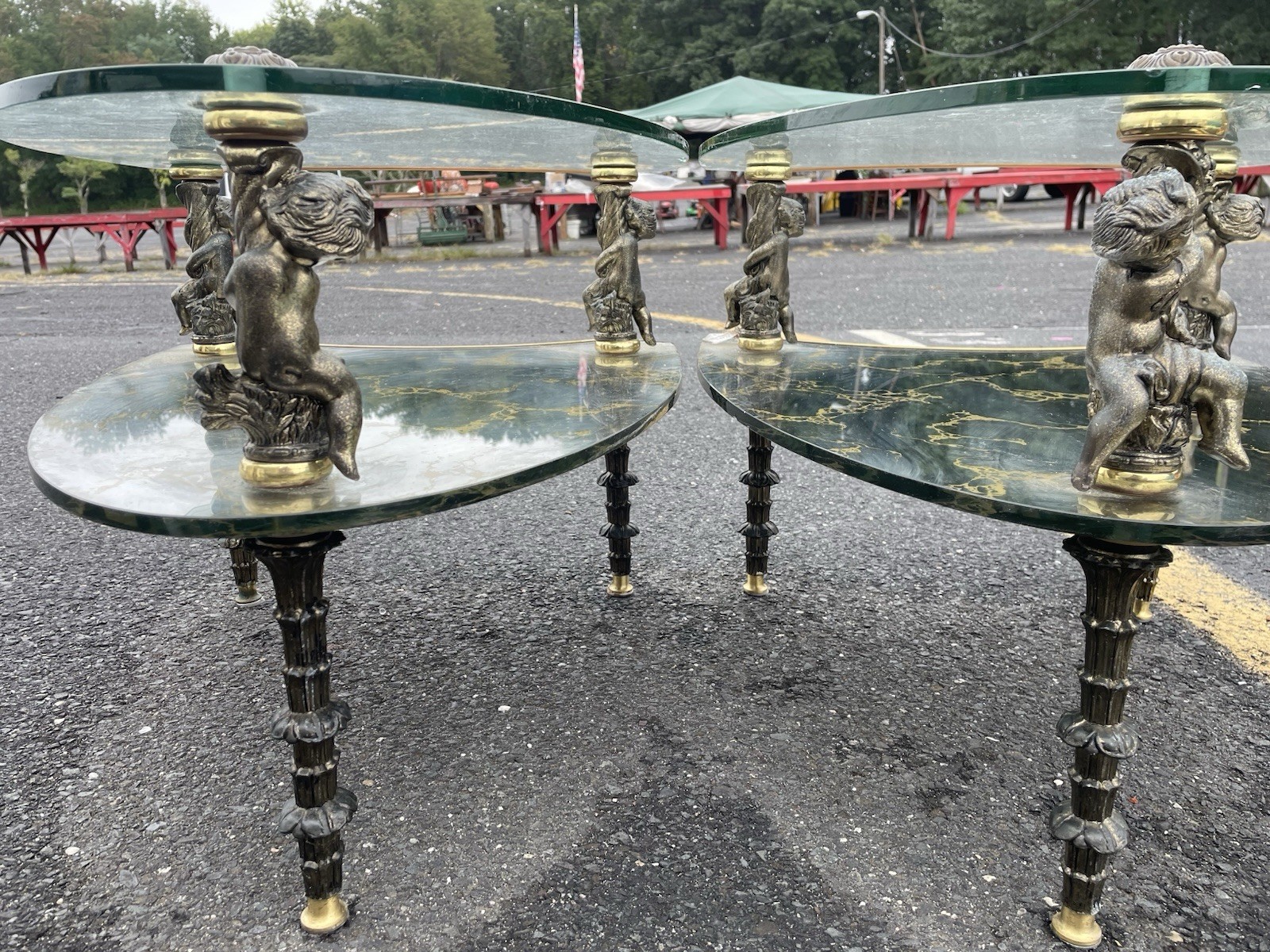 Vintage mid century modern table set cherubs Hollywood regent style stunning Vintage mid century modern table set cherubs Hollywood regent style stunning